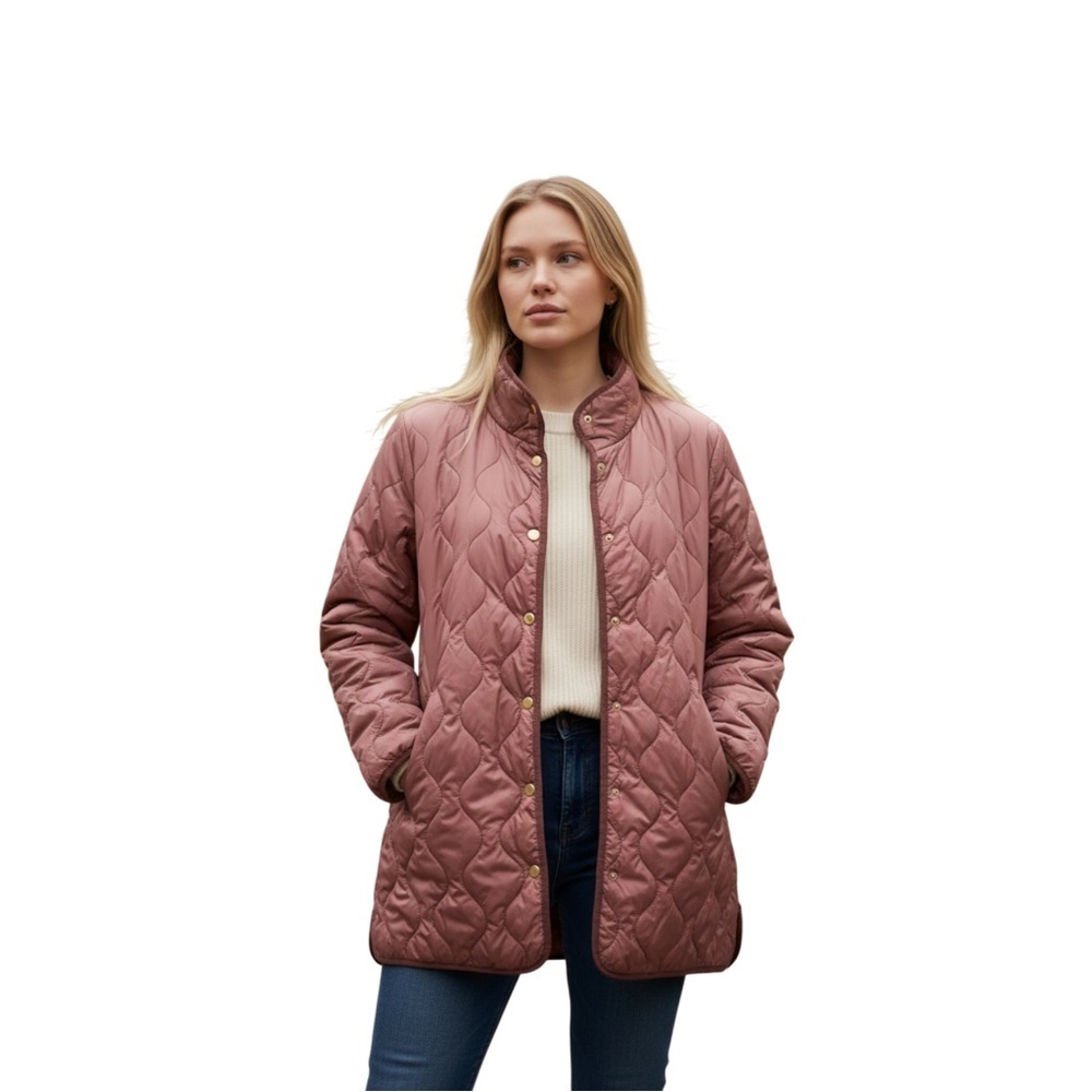 Coldwater Creek Puffer Utility Barn Jacket L Lightweight Brown Pockets Country